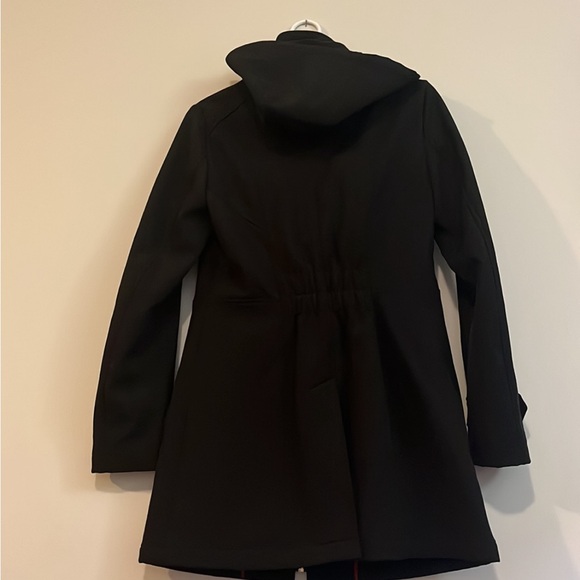 Women's Black Hooded Coat - Picture 4 of 7